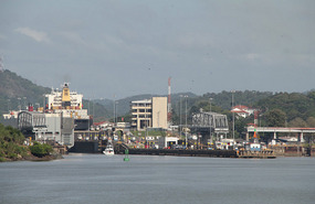 Approaching Miraflores Locks