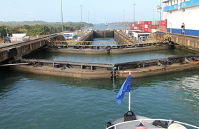 Above the 3 sets of locks