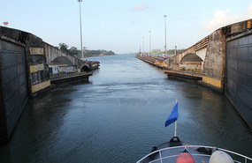 ... and the gates open into the Caribbean Sea