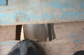 My toe is oh so close to the moving wheel
