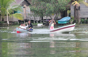 ... here the local children come