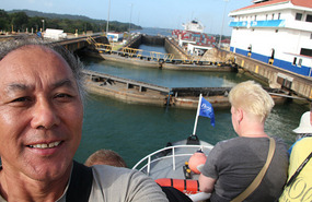 Above the 3 sets of locks