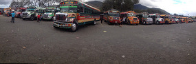 Chicken bus terminal at Antigua, Guatemala