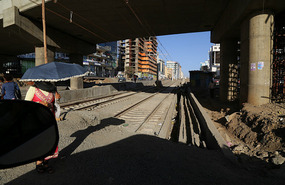 City above metro rail being built