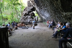 Overhanging rock provided shelter for the fire pit