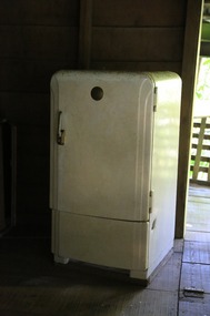 Fidel's fridge with bullet hole - lower side 