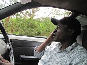 Andrew, my Nairobi taxi driver on the cell phone
