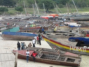 Crossing the narrow strait to leave Dar Es Salaam