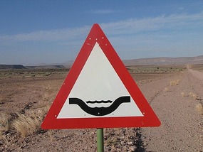 Water crossing warning in this dessert!