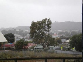 Grey skies and rain over Broken Hill
