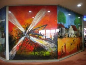 Pro Hart paintings at Broken Hill Airport