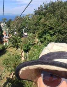 On the chairlift ... keeping an eye on Gary