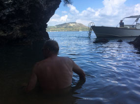 Enjoying the hot spring