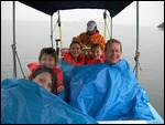Getting very wet on the boat!!..Carribean weather!