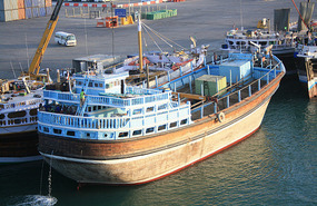 A Dhow in Salalah awaiting to be unleaded