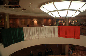 Italian night draped over the atrium