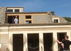 Chris on the roof without a fiddle!!