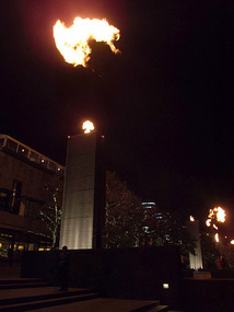 Fire pillar, outside Crown hotel, southbank