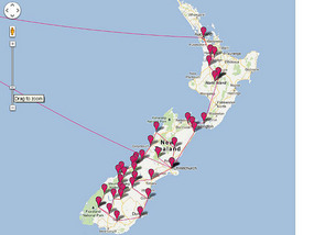 My travels - NewZealandMap