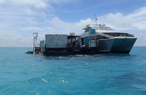 tour boat and pontoon where we snorkelled from 