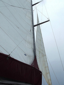 Sails up on boat