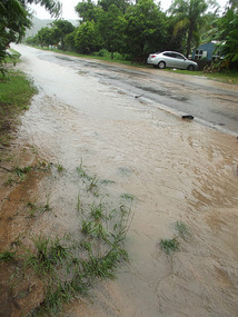 Flooding on road outside hostel