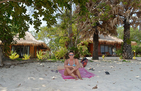 Vicky disfrutando de la playa
