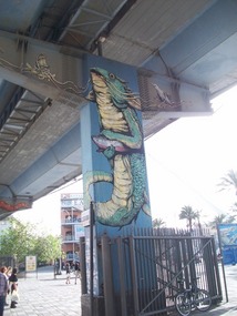 Port - public art on the freeway support
