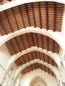 The ceiling of the church