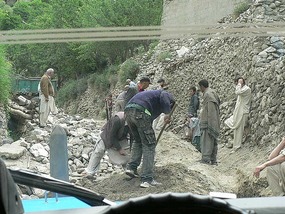 Workers Make a Path for Our Jeep