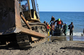 Winching up Lorino Beach (c. Chukotka Journey)