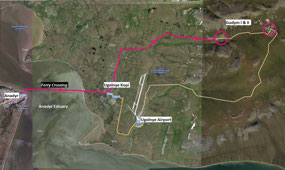Assumed Route to Gudym