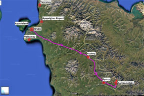 Route Pevek to Komsomolsky