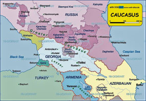 Political Map of The Caucasus (c. WeltAtlas.de)