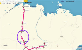 Our Route Mirniy to Aykhal