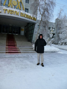 Alan Negotiates the Icy Stairs