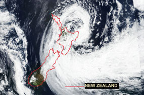 Epicentre of Cyclone Gabrielle