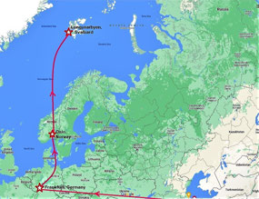 Frankfurt to Oslo, and to Longyearbyen