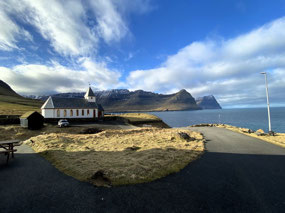 Scenic Backdrop of Viðareiði Church