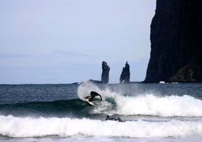 Surfing at Tjørnuvik (c. Visit Faroe Islands)