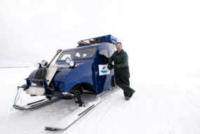 Fishing using a Bombardier Snow Cat
