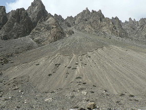 Steep Scree Slopes Down to the Lake