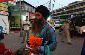 Man Selling Headscarfs outside the Golden Temple