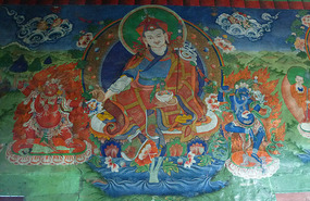 Colourful Mural Inside Mulbekh Temple