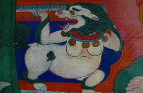 Colourful Frescoe Inside Likir Monastery