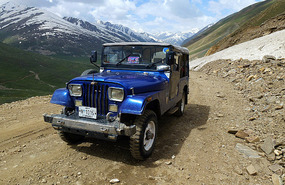 Baijan's Sturdy Jeep on the Way to Babusar Pass