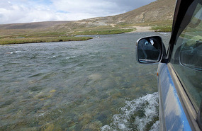 Crossing "The Road" at Deosai