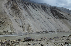 Steep Scree Slopes Along the Shyok River