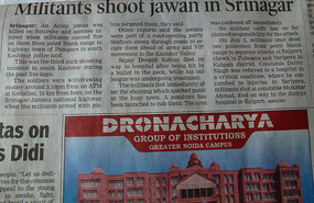 Newspaper Article on Miltants' Attacks in Kashmir