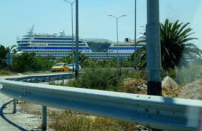 Massive Cruise Liner at the Port of La Goulette